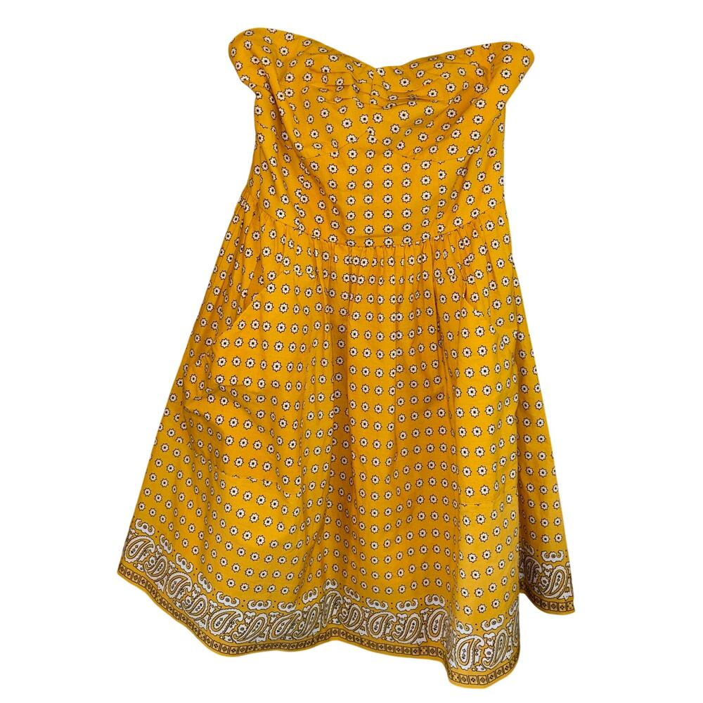 Girls from Savoy Anthropologie women’s yellow cotton strapless bandana dress (4)